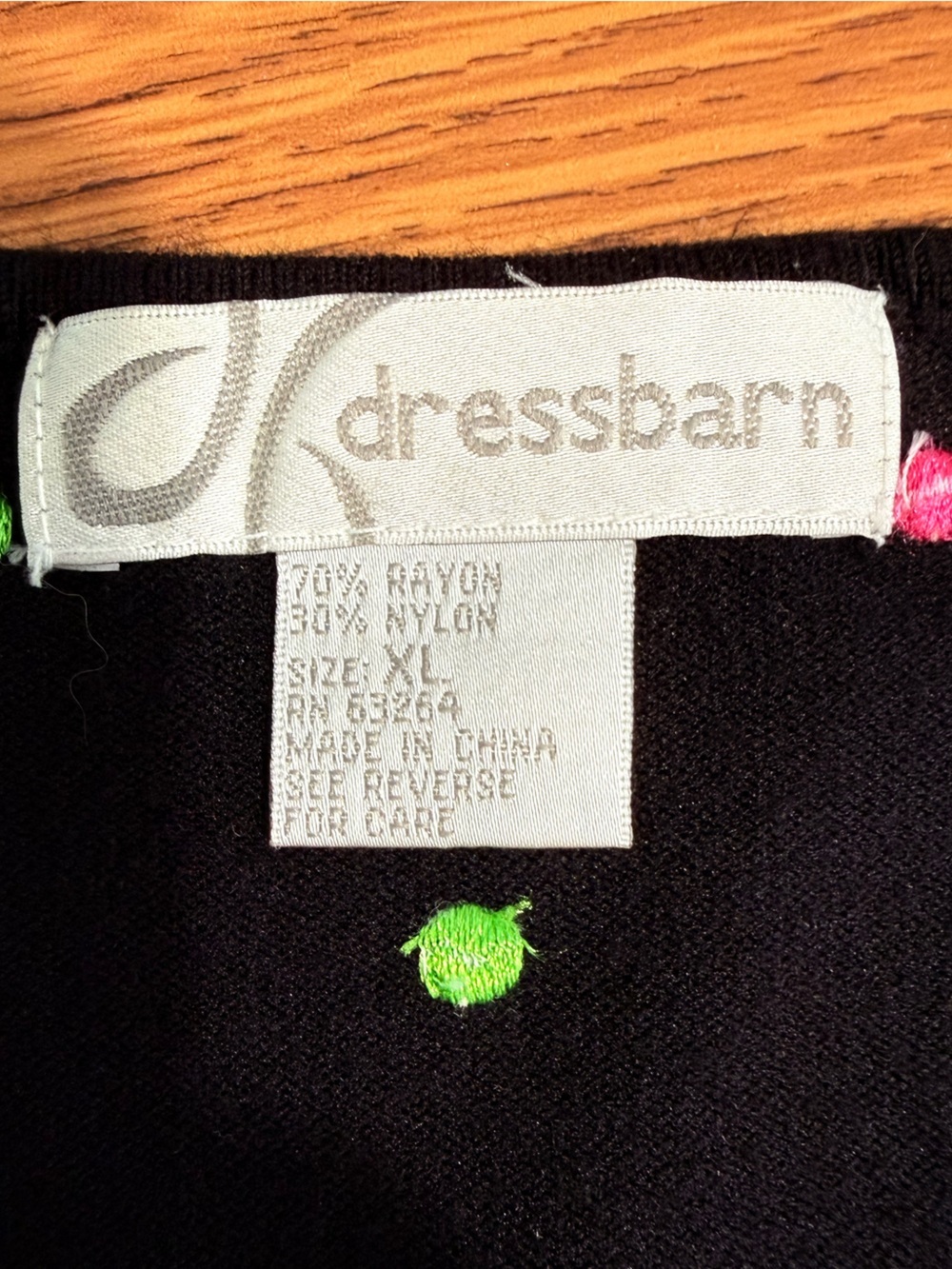 NWOT Dress Barn Black Sweater w/Embroidered colorful bright dots all over it. - Picture 7 of 7